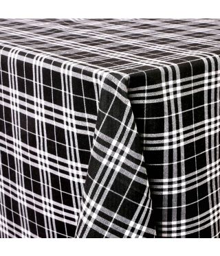 100% Cotton Plaid Gingham Design 109 Black Check Tablecloths