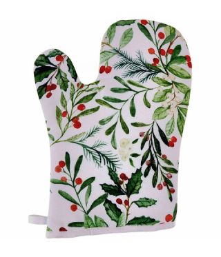 Miseltoe And Holly Christmas Single Oven Glove 